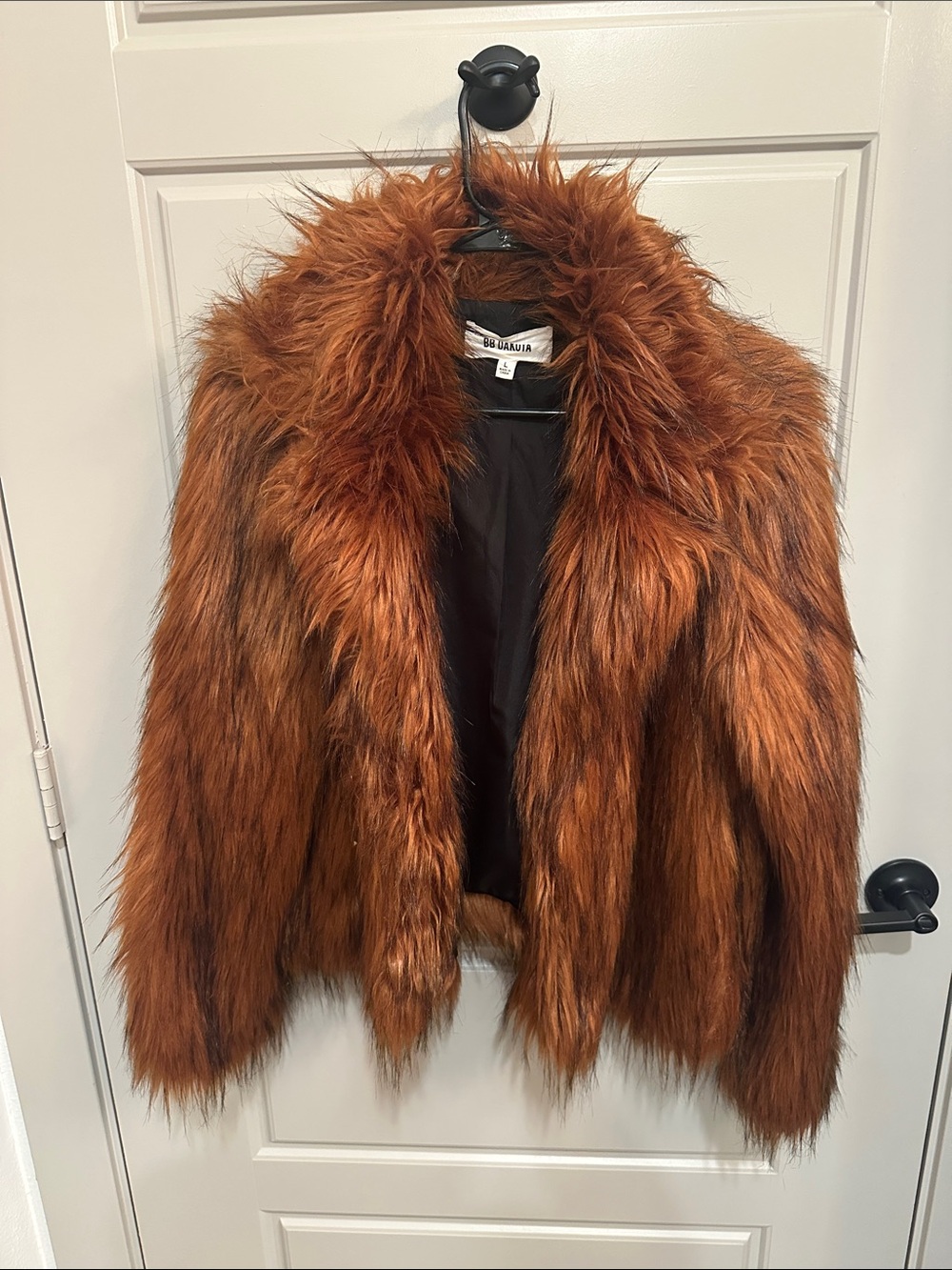 BB Dakota Faux Fur Teddy Jacket in Rust Brown